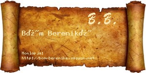 Böm Bereniké névjegykártya